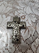 Shiny Pewter and Rhinestone CROSS Pendant. 2.5&quot; long.  Nice! Unique! - $354.51 MXN