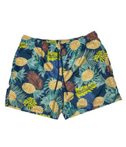 George Men Size XL (Meas 36x5) Blue Floral Pineapple Swim Trunks Elastic Waist - £7.03 GBP