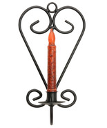 HEART DINNER CANDLE SCONCE - Wrought Iron Metal Taper Holder USA AMISH H... - £47.44 GBP