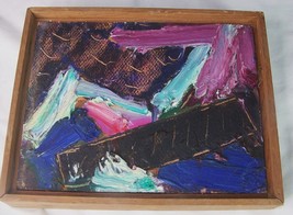Mod Retro Edvins Strautmanis Abstract Expressionist Painting Oil on Board 7&quot;x 9&quot; - £1,580.74 GBP
