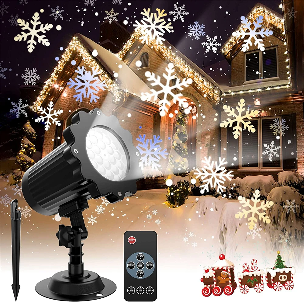 Christmas Snowflake Projector Light Outdoor Rotating Snowfall Projection Lamp fo - £99.40 GBP