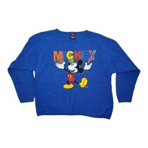 Vtg Mickey Unlimited Disney Spellout Sweatshirt Unisex One Size Blue Brazos USA - $38.99