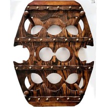 Wine Rack MCM 8 Bottle Capacity Barrel Theme Vintage Wood Decor Free Sta... - £15.69 GBP