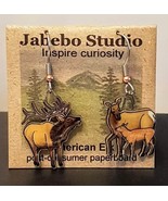 Jabebo Studio Pierced Earrings 1.5 inch American Elk Family French Wire ... - £17.15 GBP