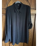 Mossimo Button Up Blouse, 3/4 Roll Up Sleeves Black XXL - $20.51 CAD