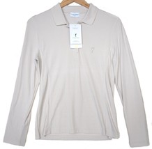 Golfino Long Sleeve Golf Polo Shirt Women&#39;s Size 10 Beige Stretch Fabric - $23.70