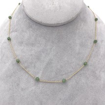 14k Yellow Gold Chain 16.5&quot; with Twelve Jade Beads Jewelry (#J6224) - £204.92 GBP