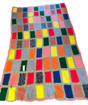 Afghan Handmade Crocheted Granny Square Throw Blanket Multi 54 by 88 inch Vtg - £30.89 GBP