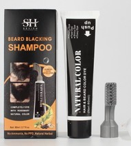 Men 2 in 1 Beard Mustache Natural Hair Color Shampoo Permanent Black Bea... - $13.49