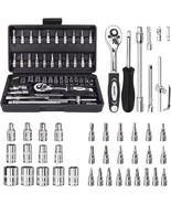 Socket Set, 46PCS 1/4 Inch Wrench Set, Ratchet Wrenches Set with CR-V - $17.50