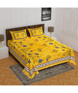 Indian Hand Print Double Bed Sheet Cotton With 2PC Pillow Case Tree Prin... - $1,880.95 MXN