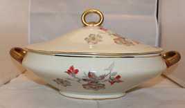 Richard Ginori Large Soup Tureen Bowl Lid Orange Flowers Gold Trim Vintage  - £80.62 GBP