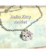 HELLO KITTY Ankle Bracelet, Silver Anklet, Crystal Hello Kitty Jewelry, ... - £12.66 GBP