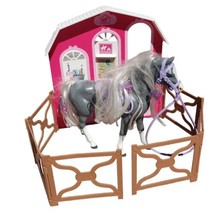 2002 Barbie Blossom Beauties Grey Horse VIOLET Barrettes &amp; Stable Ranch ... - $23.21