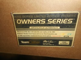 2001 DeWalt Rookie Ford Taurus driven by Kenseth Certificate of Authenticity  - £7.82 GBP
