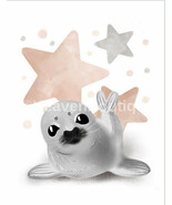 Sweet Nursery Décor Watercolor Art Print Baby Seal Under the Stars 11x14... - €24,25 EUR