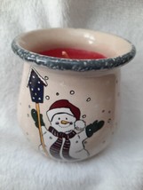 Vtg Home&amp;Garden Handmade Scent Candle Snowman Christmas 4&quot; Ceramic Reusable Pot  - £6.44 GBP