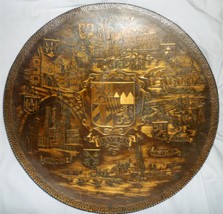 UNIQUE SOLID BRONZE EMBOSSED DECORATIVE 18&quot; FOOTED DISH BAYERN OTTO LAUT... - $364.00