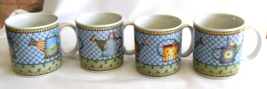 4 Debbie Mumm Sakura Country Watering Cans Mugs Stoneware Coffee Tea Cups - $23.76