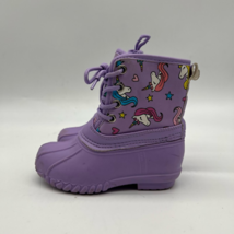 FabKids Unicorn Duck Boots Girl&#39;s 8 Purple Unicorn Pull Tab Lace Up Roun... - £9.48 GBP