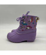 FabKids Unicorn Duck Boots Girl&#39;s 8 Purple Unicorn Pull Tab Lace Up Roun... - £9.33 GBP