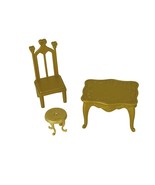 Vintage Dollhouse Furniture Gold Plastic 3-Pc. Mattel - $147.62 MXN