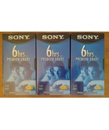3 Sony T-120 VHS Blank Tapes 6hrs Premium Grade High Durability - £17.02 GBP