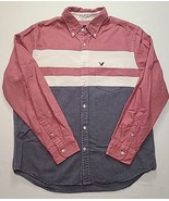 American Eagle Mens Size L Red White And Blue Classic Fit Button Down Shirt - £11.58 GBP