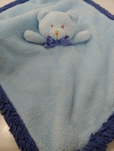 Blankets & Beyond blue teddy bear baby security blanket lovey dark fuzzy trim - $39.59