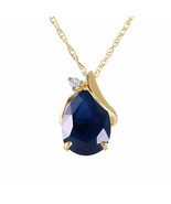 2.53 Carat 14K Yellow Gold Natural Diamond &amp; Sapphire Gemstone Necklace ... - $9,015.59 MXN