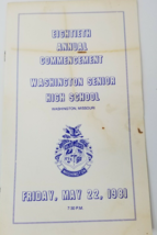Commencement Program Washington Senior High School Missouri 1981 80th Vintage  - £11.84 GBP