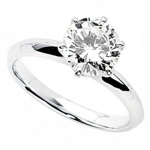 1.00Ct Real Moissanite Solitaire Engagement Wedding Ring 14K White Gold Plated - £56.19 GBP