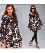 Free People Womens Drift Away Black Print Cold Shoulder Tunic Dress Top ... - $48.99 CAD