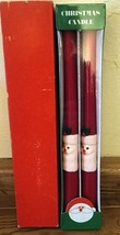 Vintage 12&quot; Santa Christmas Taper Embossed Candle Set Original Box Hong ... - £12.03 GBP