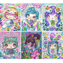 5D Diamond Painting Girl Flower Cartoon Mosaic Set Embroidery DIY Art Craft Kits - £7.52 GBP