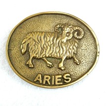  Vintage 1970s Aries Ram Zodiac Astrology Belt Buckle Brass tone Metal RARE - £15.75 GBP
