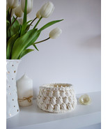 Bubble stitch basket Girl&#39;s storage organizer Woman crochet bathroom org... - $35.00