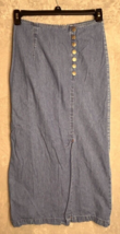 Vintage Blues 90&#39;s Y2K denim maxi skirt women&#39;s front slit button accent 28&quot; - £20.77 GBP