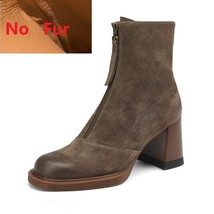 Thick High Heels Short Boots Front Zippers Basic Shoes Modern Women Ankle Boots  - £111.52 GBP