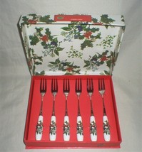 Portmeirion Christmas Holly and Ivy Set of 6 Pastry/Tea Forks - £13.50 GBP
