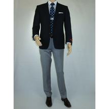Men's RENOIR Classic Blazer 100% Wool Side vents Metal Buttons Notch 509-2 Navy image 3