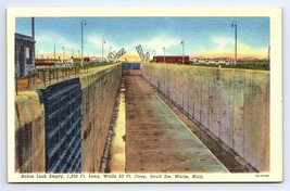 Postcard Sabin Lock Empty, Soo Locks,  Sault Ste. Marie Michigan MI - £2.95 GBP