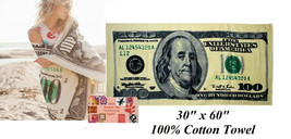 USA US $100 DOLLAR BILL MONEY BEACH TOWEL COTTON 30x60 Cash Money ONE HU... - $19.99