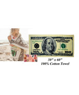 USA US $100 DOLLAR BILL MONEY BEACH TOWEL COTTON 30x60 Cash Money ONE HU... - €17,49 EUR