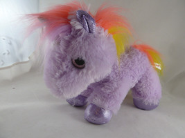 Aurora 12&quot; Rainbow Unicorn Flopsie Plush Lavender body Large eyes Colorful mane - £9.48 GBP