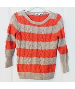 Women&#39;s Ann Taylor LOFT Tan and Orange Stripe Cableknit Sweater - Small - £12.64 GBP