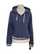 New Free Press Top Hoodie Sleepwear Blue Womens Medium Blue White Half Z... - $27.15 CAD