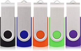 Flash Drive 64GB 5 Pack USB 2.0 Swivel Thumb Drives Bulk Memory Stick Jump Drive - £40.38 GBP