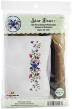 Tobin Stamped For Embroidery Pillowcase Pair 20&quot;X30&quot;-Star Flower - £15.61 GBP