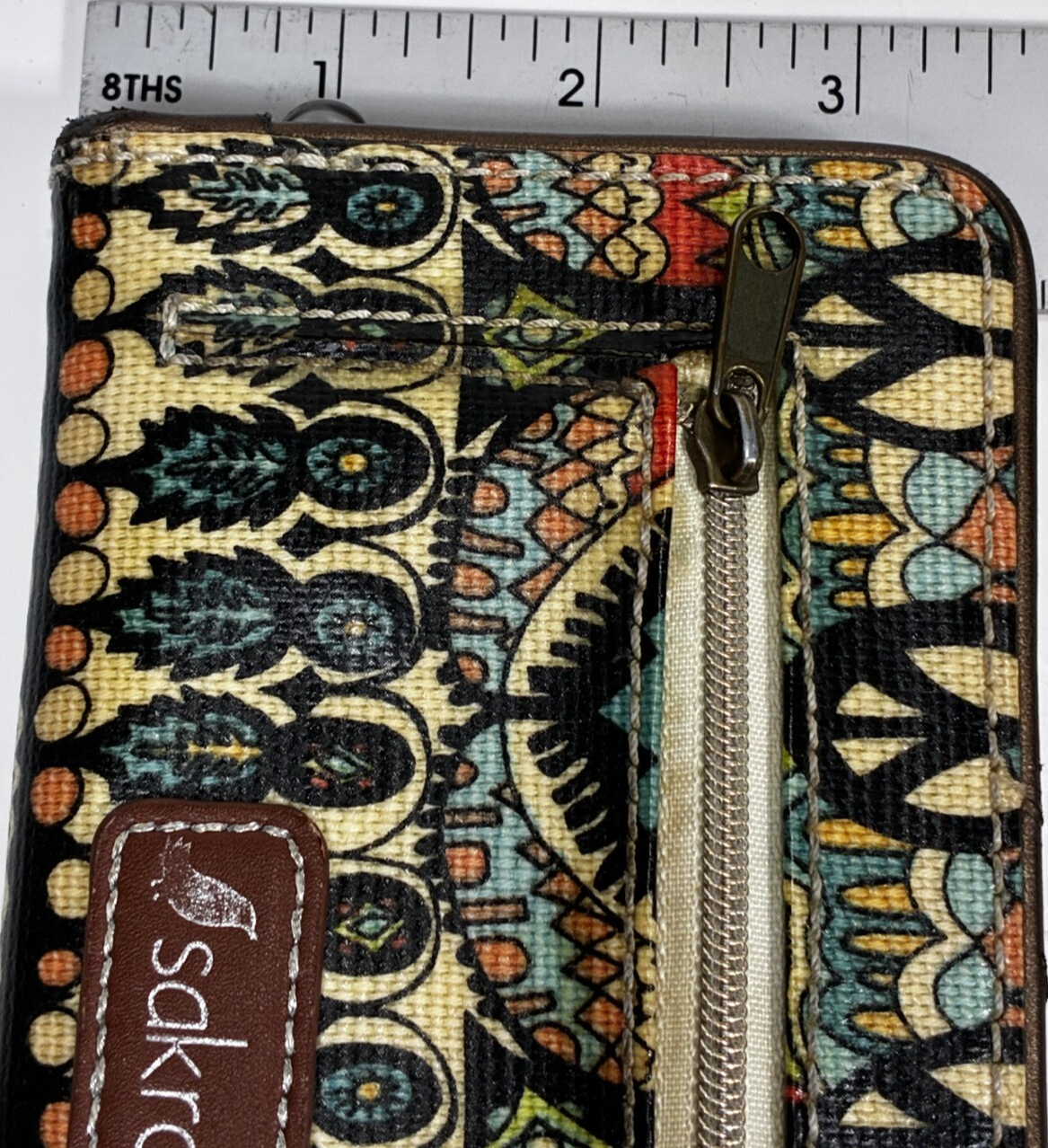 Sakroots Wallet Clutch Peace Double Zipper Multicolor Embroidery Trim Boho Bird Item image 10